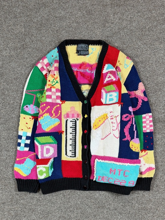 berek Sweaters - Vintage Baby Theme Hand Knit Cardigan Sweater Women’s M Art-To-Wear Teachercore